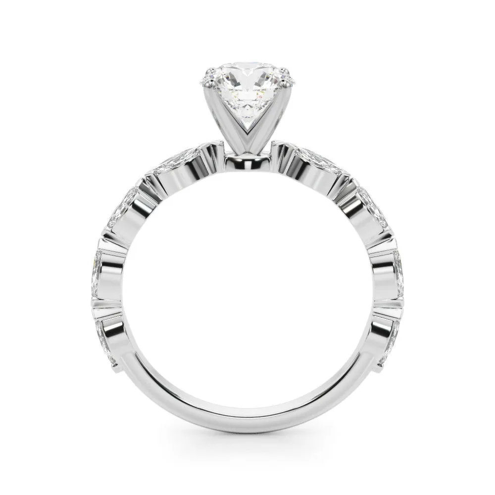 Ladies Solitaire With Marquise Sidestones Engagement Ring 51216