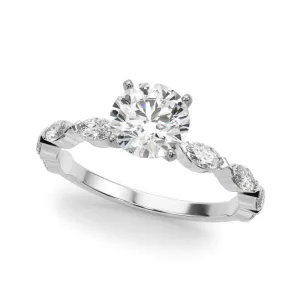 Ladies Solitaire With Marquise Sidestones Engagement Ring 51216