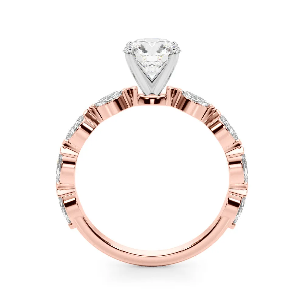 Ladies Solitaire With Marquise Sidestones Engagement Ring 51216