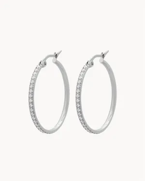 Large Starlight Hoop Earrings, Silver