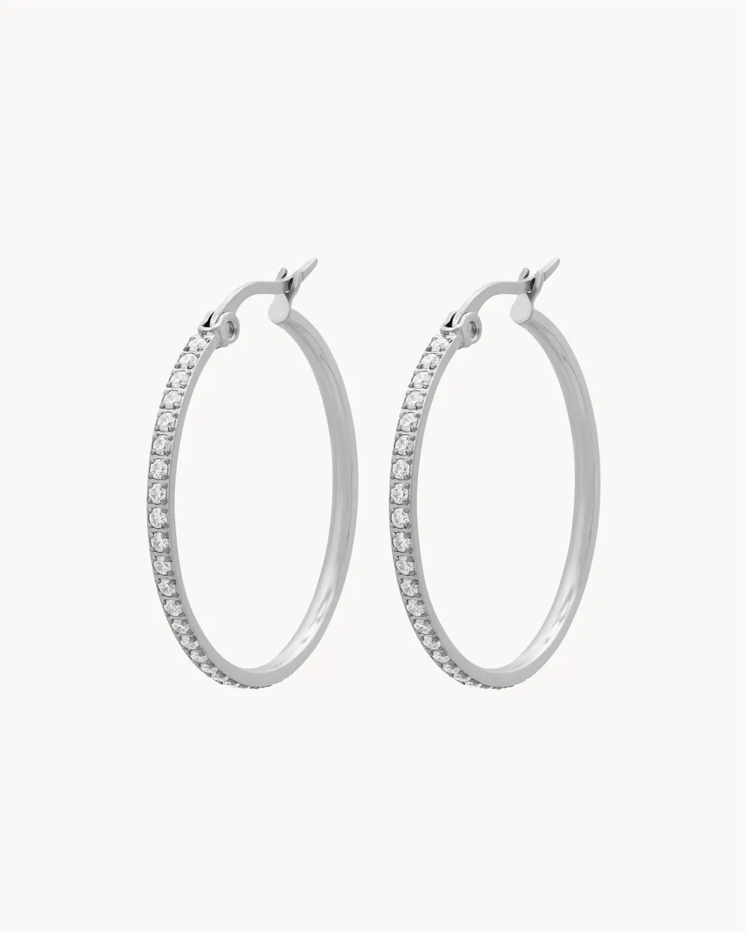 Large Starlight Hoop Earrings, Silver