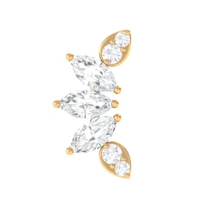 Marquise Diamond Leaf Crawler Earring for Helix Piercing