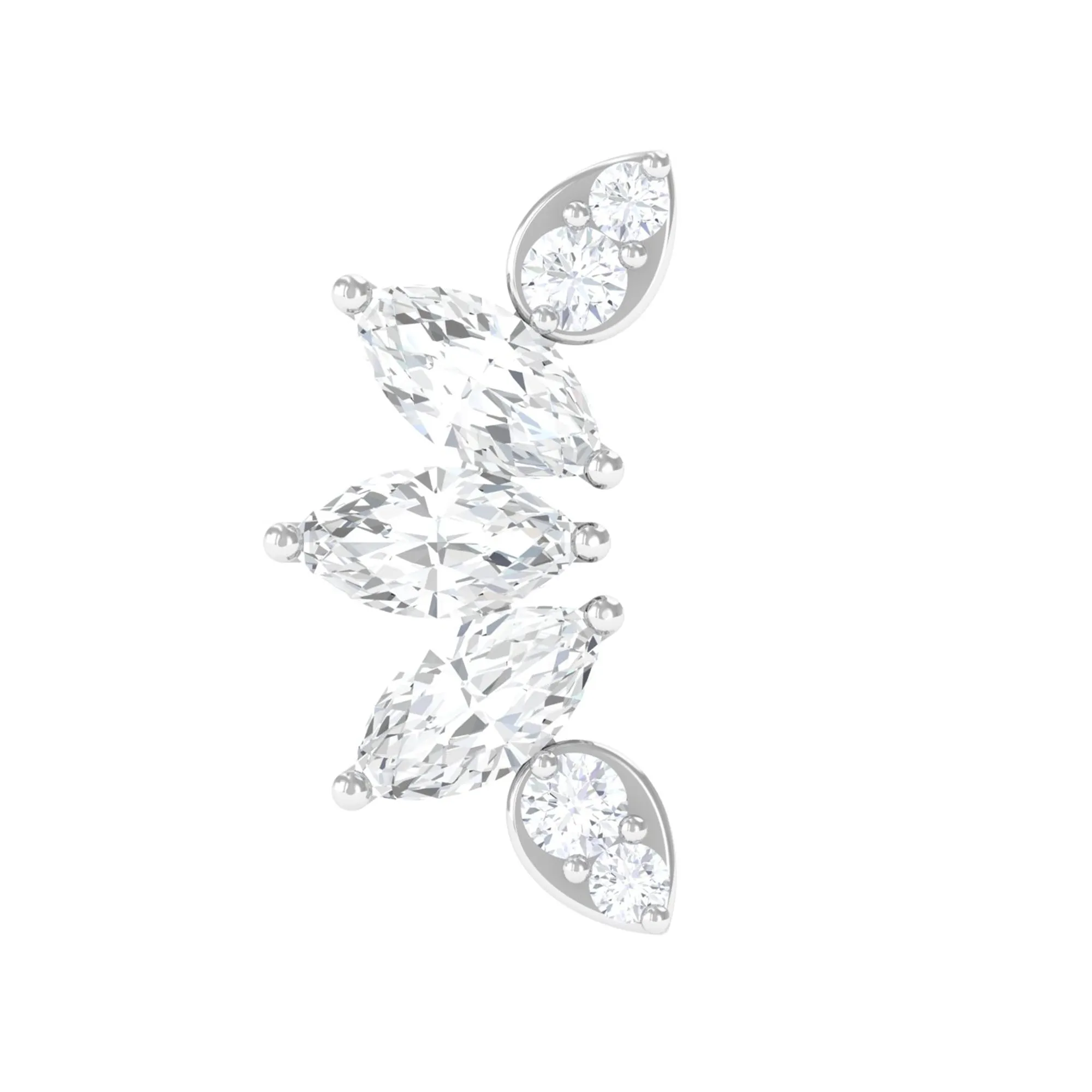 Marquise Diamond Leaf Crawler Earring for Helix Piercing