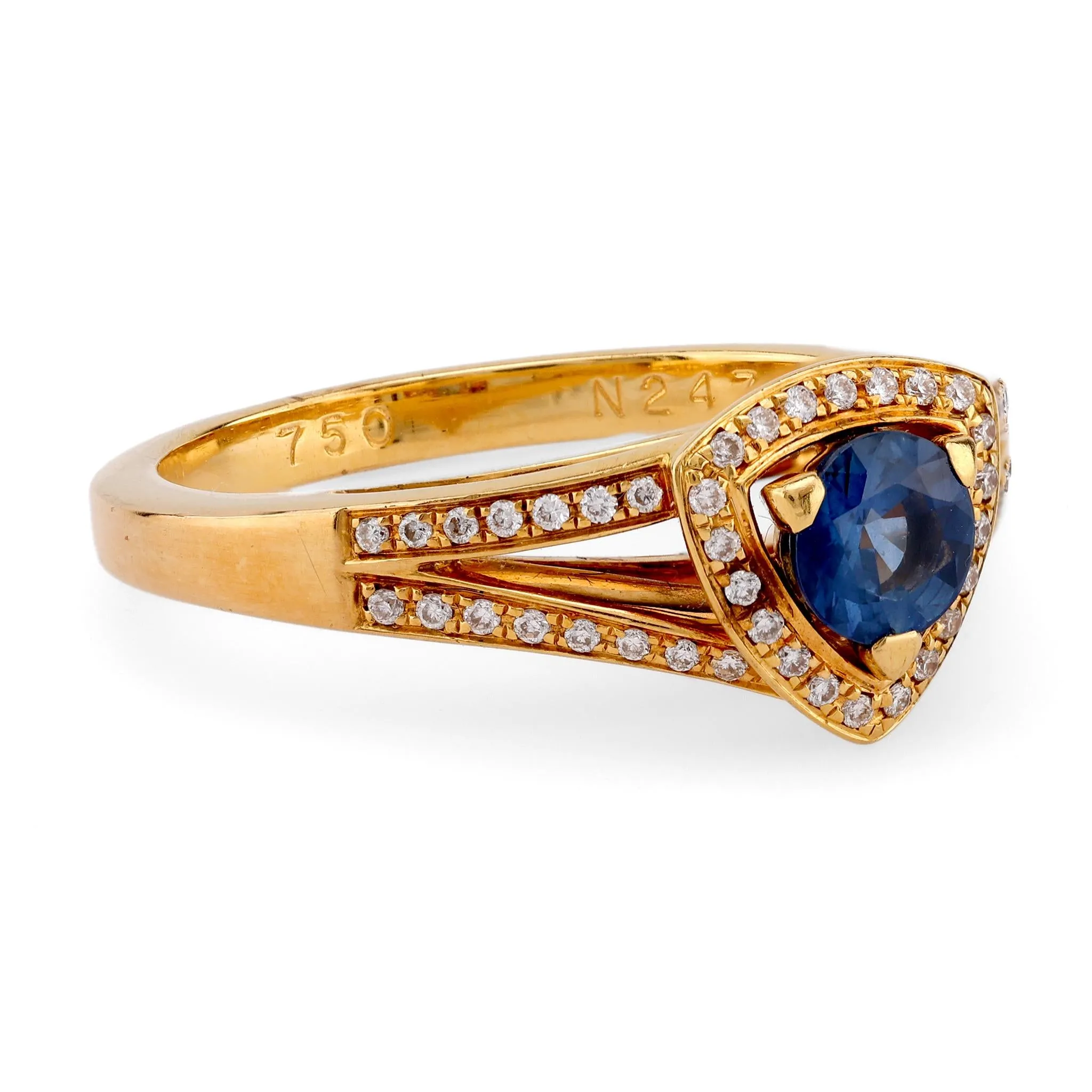 Mauboussin Sapphire Diamond 18K Yellow Gold Dream and Love Ring