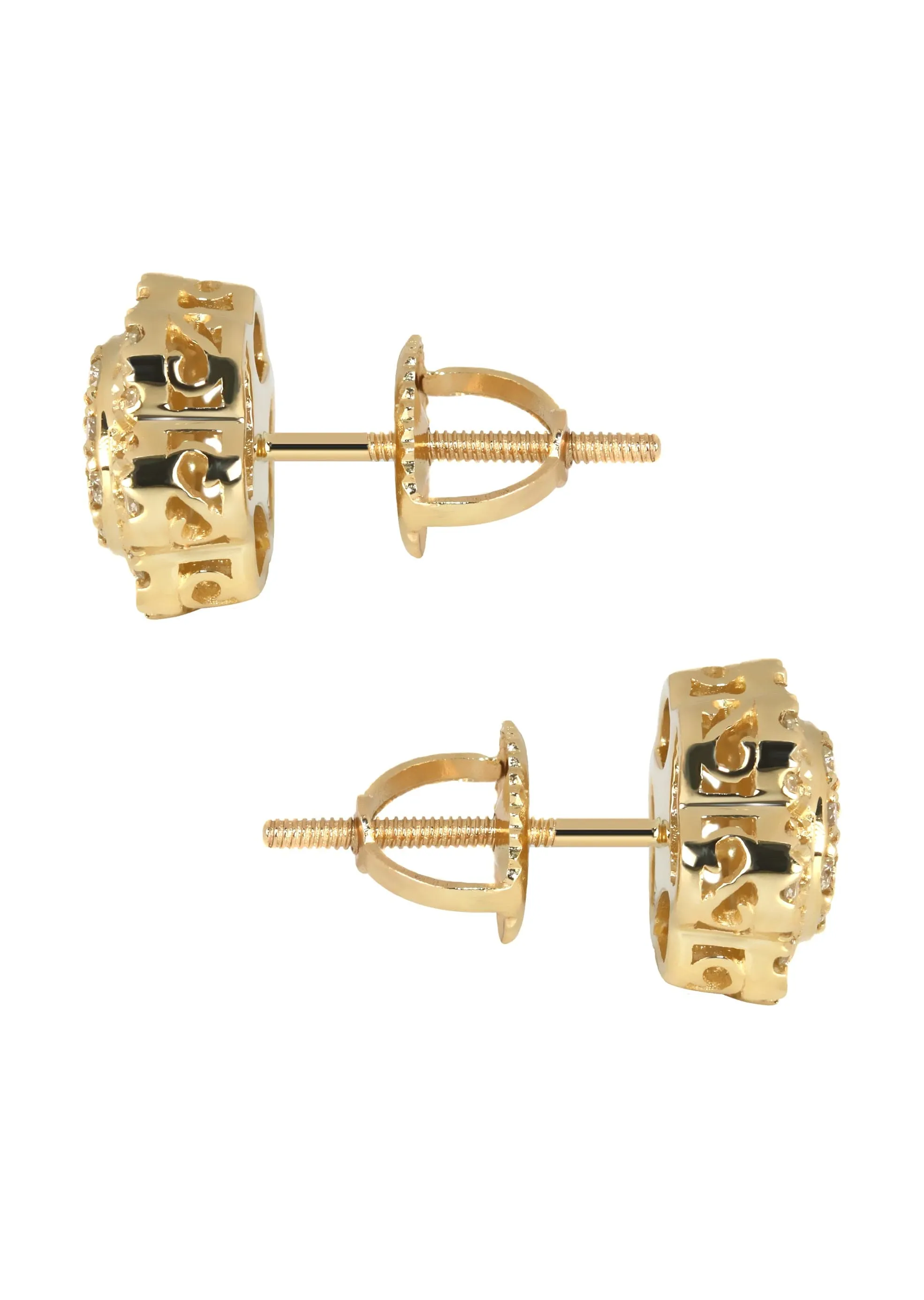 Mens Stud Diamond Earrings | 0.54 Carats 14K Yellow Gold