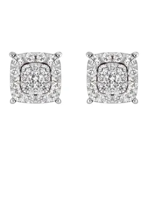 Mens Stud Diamond Earrings | 0.65 Carats 14K White Gold