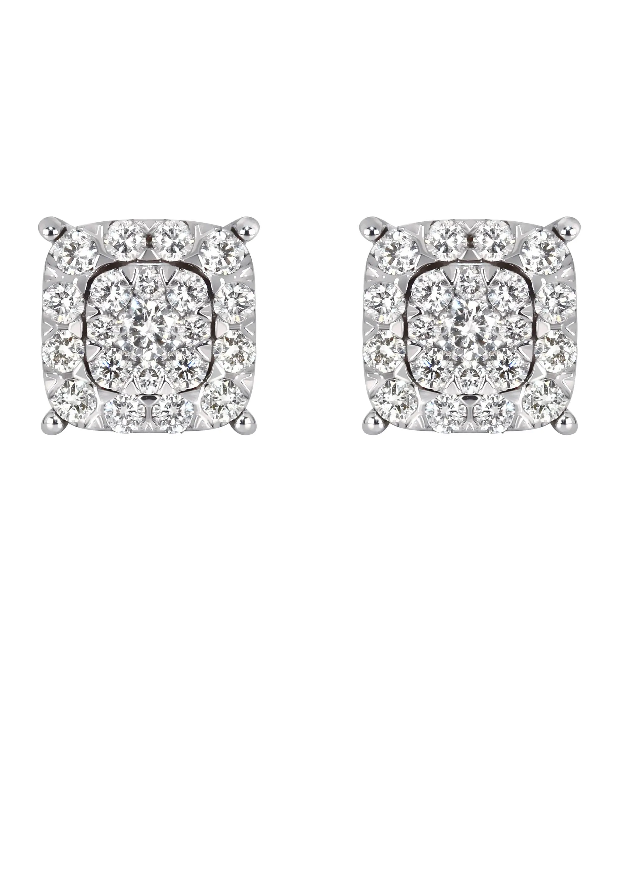 Mens Stud Diamond Earrings | 0.65 Carats 14K White Gold