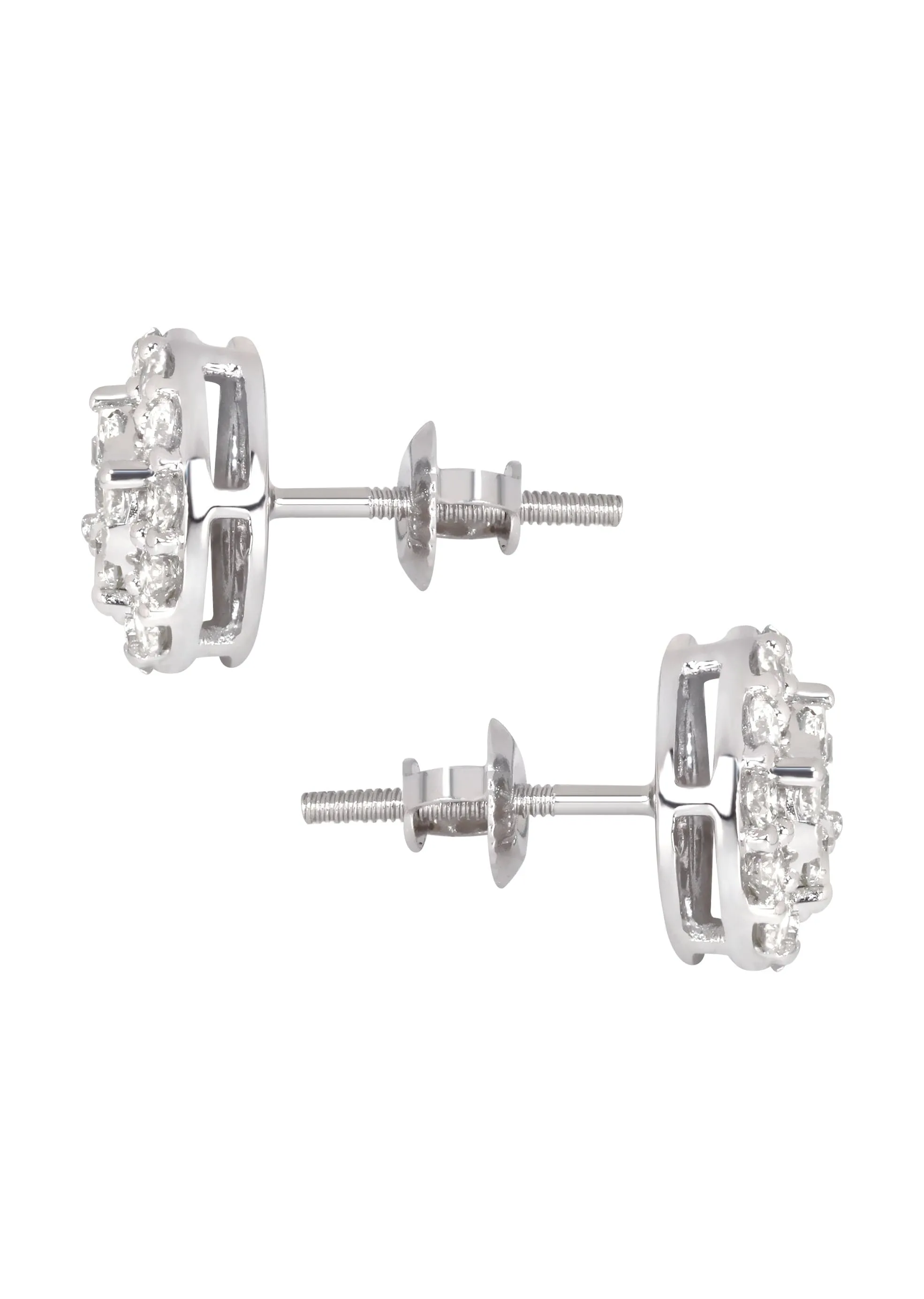 Mens Stud Diamond Earrings | 0.96 Carats 14K White Gold