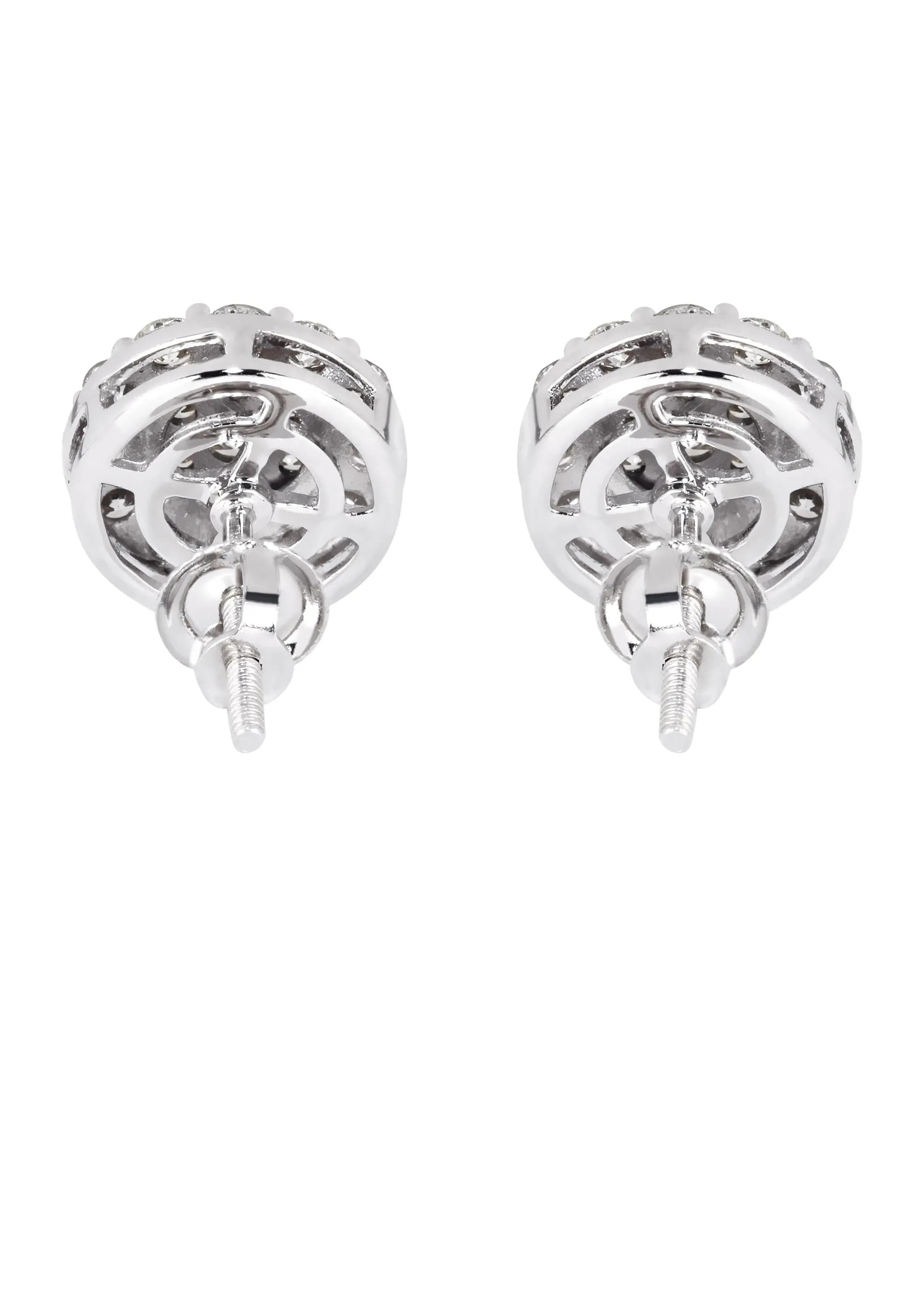 Mens Stud Diamond Earrings | 0.96 Carats 14K White Gold