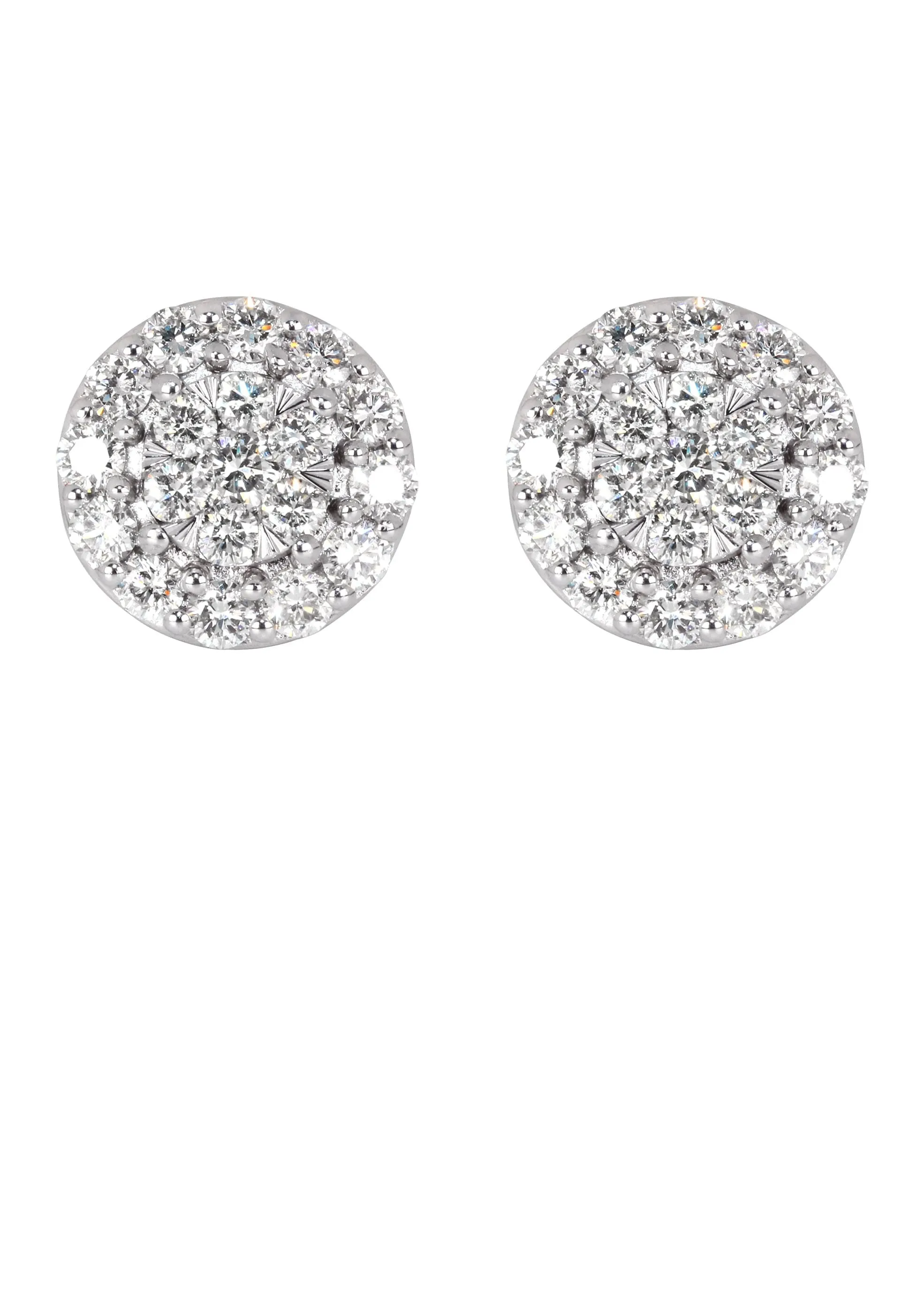 Mens Stud Diamond Earrings | 0.96 Carats 14K White Gold