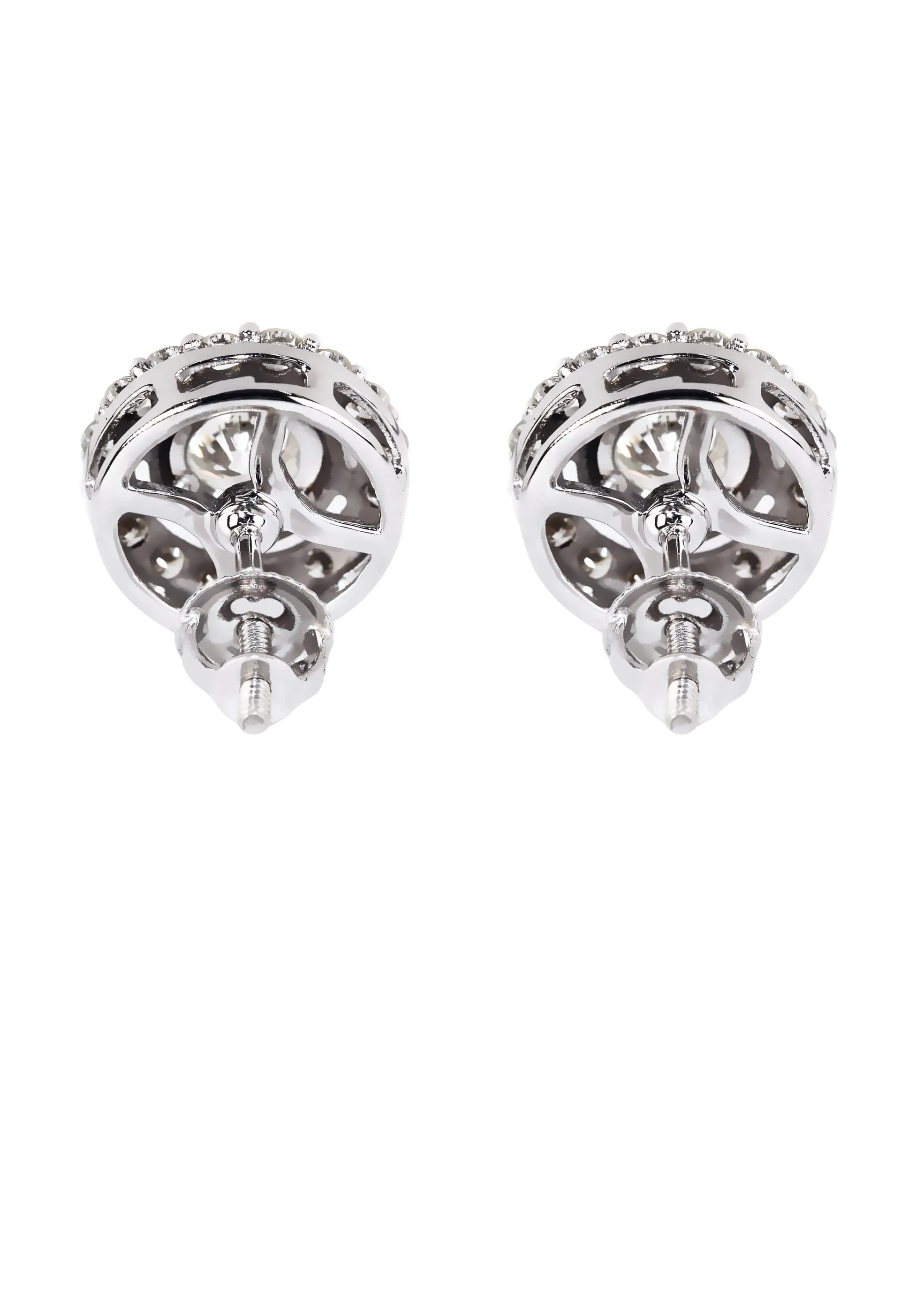 Mens Stud Diamond Earrings | 1.25 Carats 14K White Gold