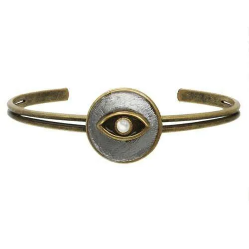 Michal Golan Round White Evil Eye Cuff Bracelet