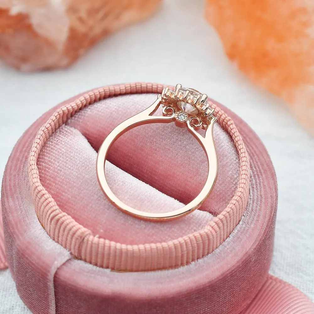 Moissanite Halo Yellow Gold Inspired Ring