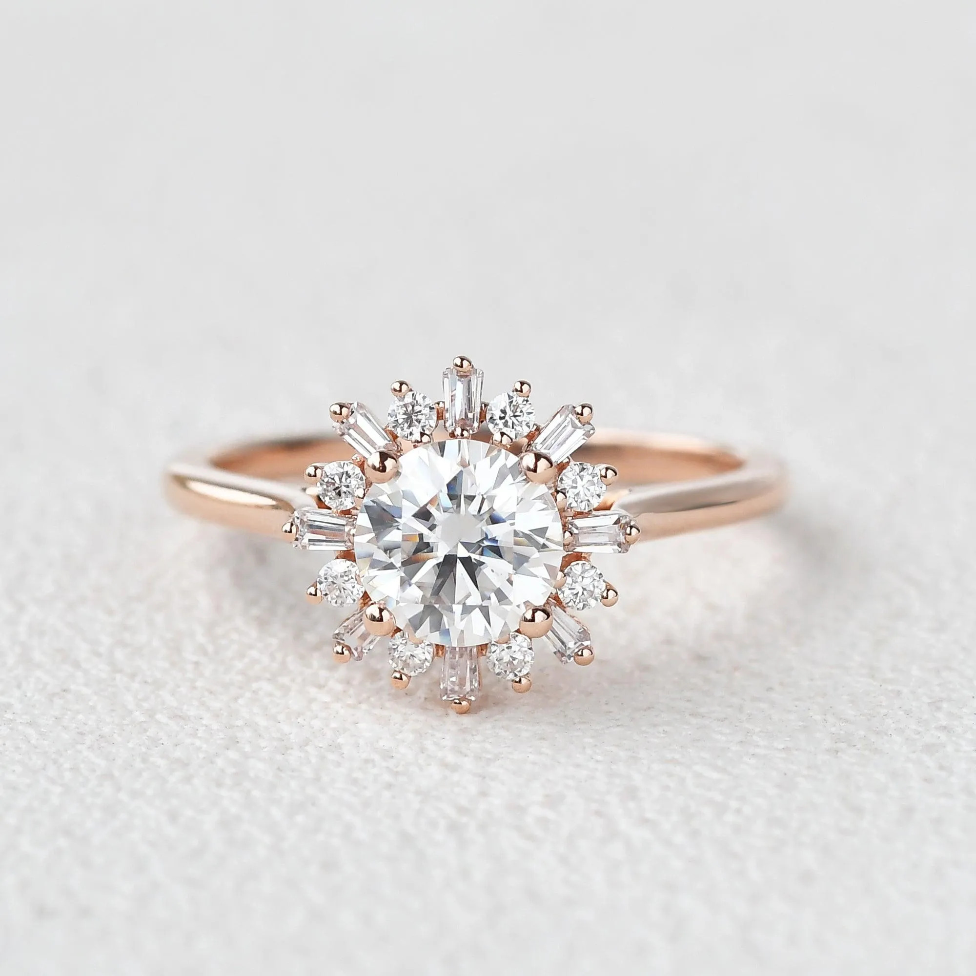 Moissanite Halo Yellow Gold Inspired Ring