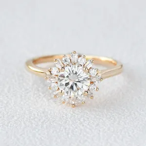 Moissanite Halo Yellow Gold Inspired Ring