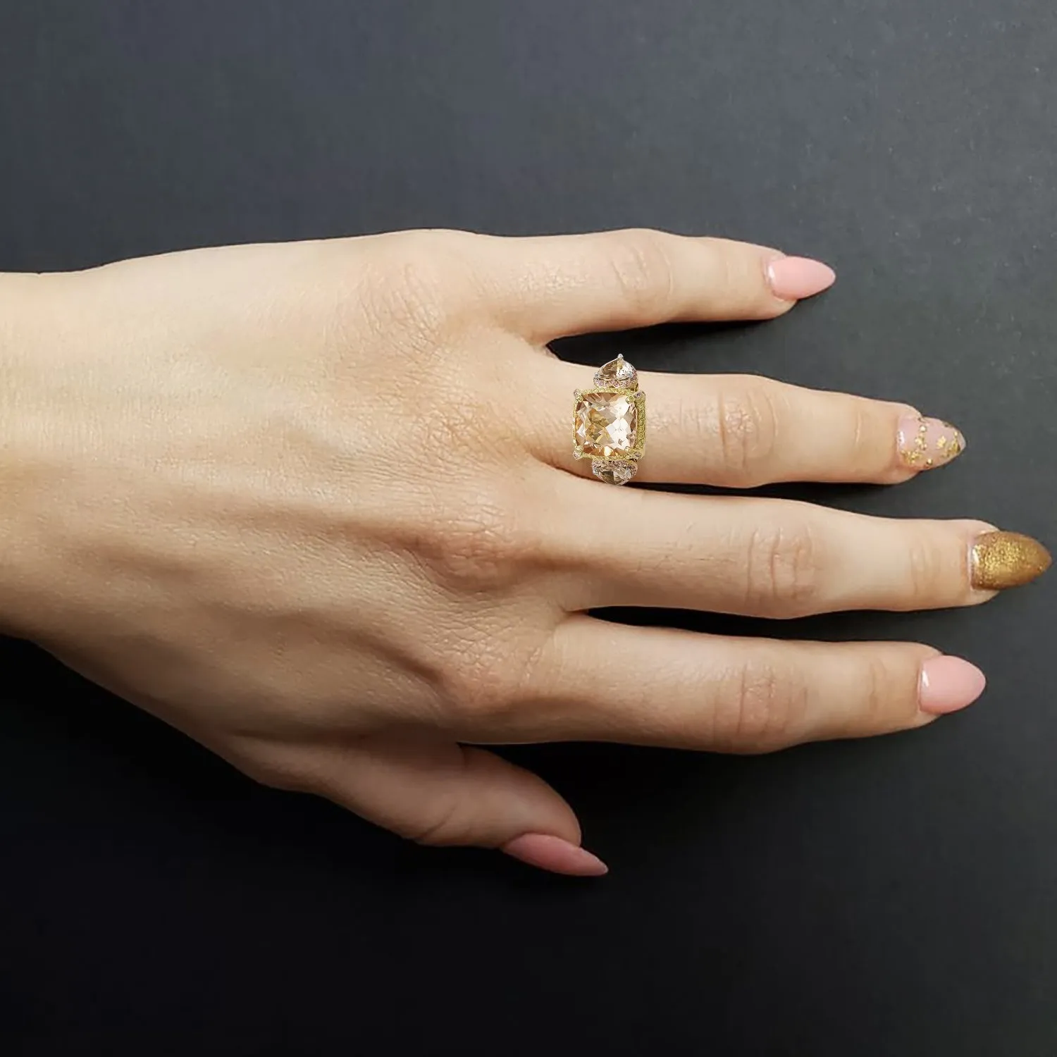 Morganite Platinum and Yellow Gold Ring