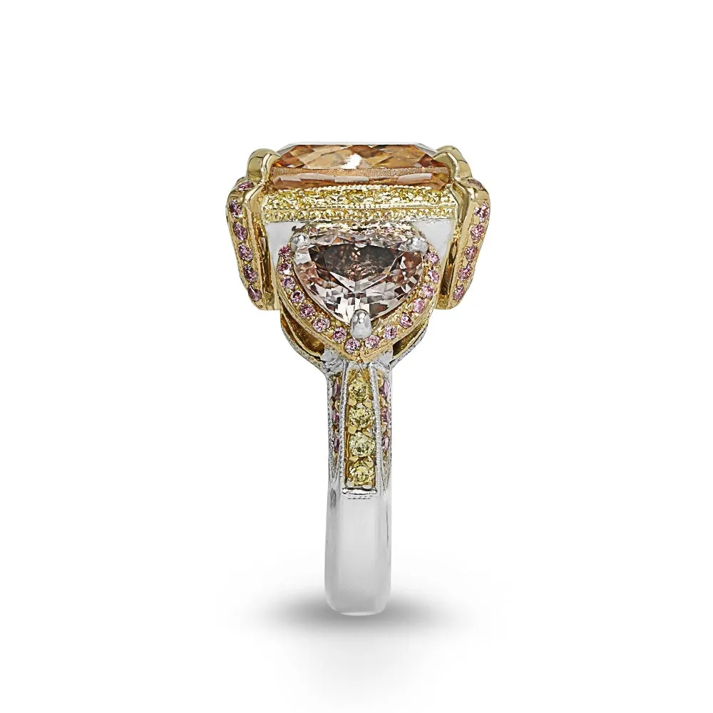 Morganite Platinum and Yellow Gold Ring