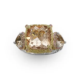 Morganite Platinum and Yellow Gold Ring