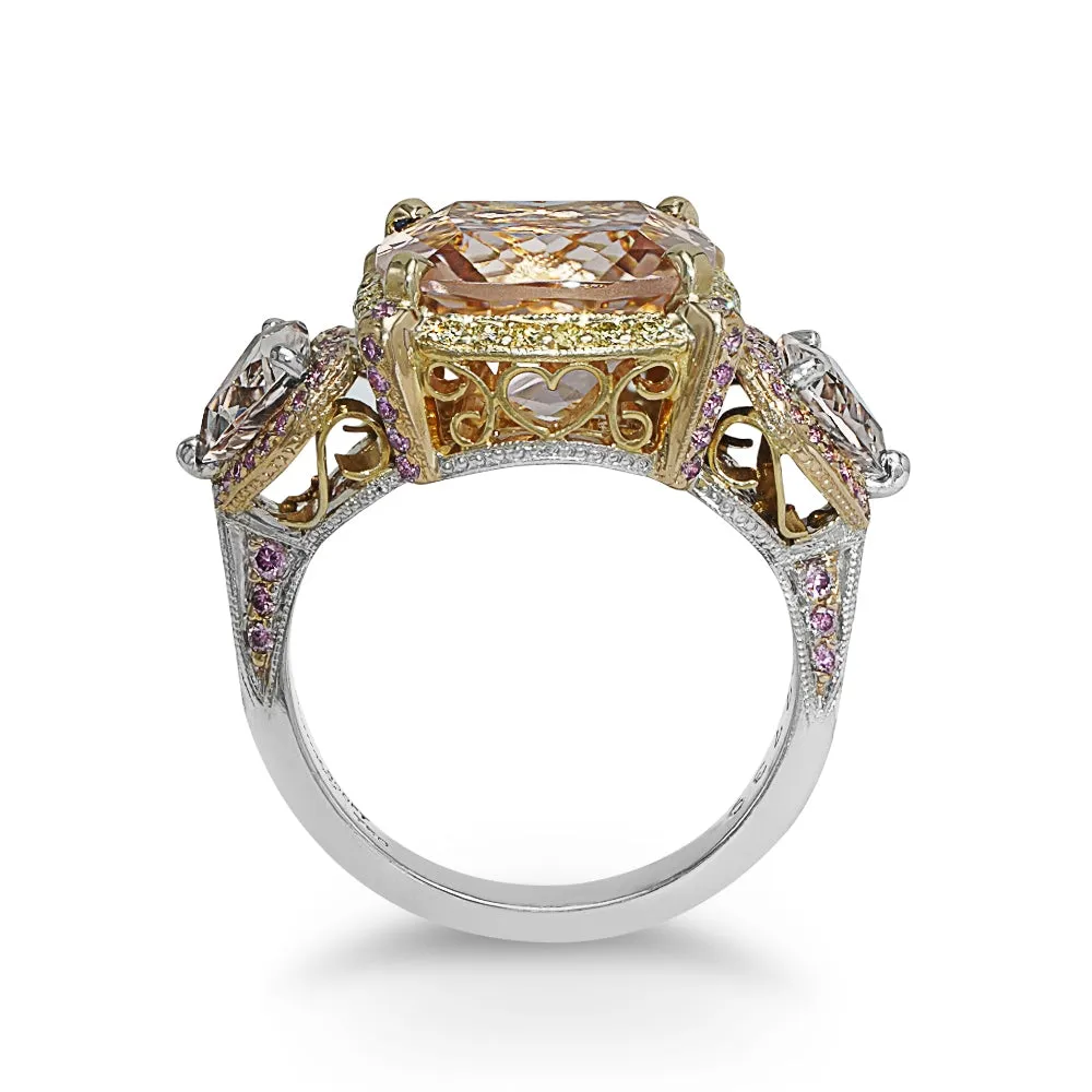 Morganite Platinum and Yellow Gold Ring