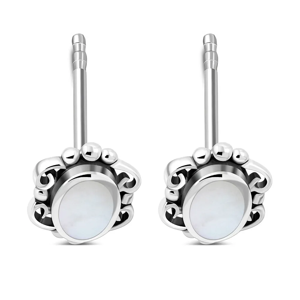 Mother of Pearl Sterling Silver Stud Earrings