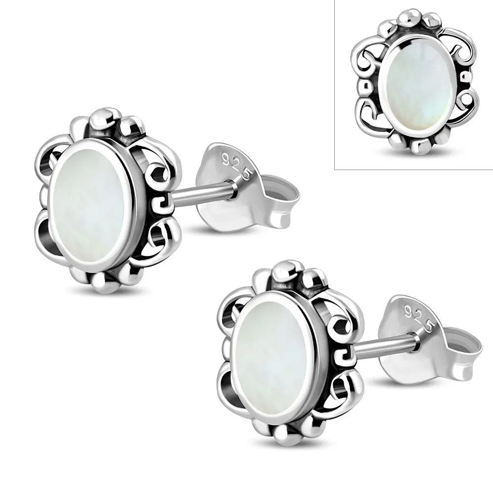 Mother of Pearl Sterling Silver Stud Earrings