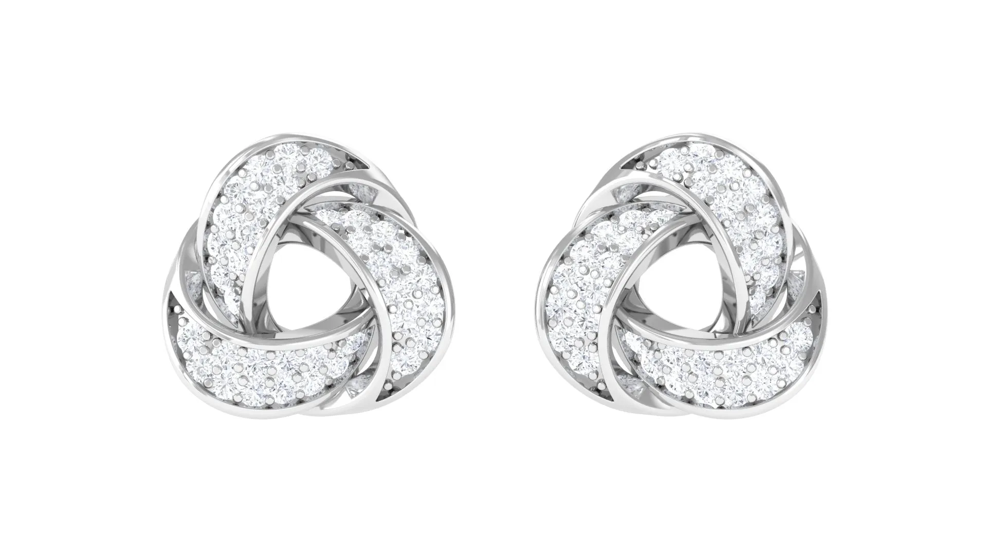 Natural Diamond Knot Stud Earrings with Screw Back