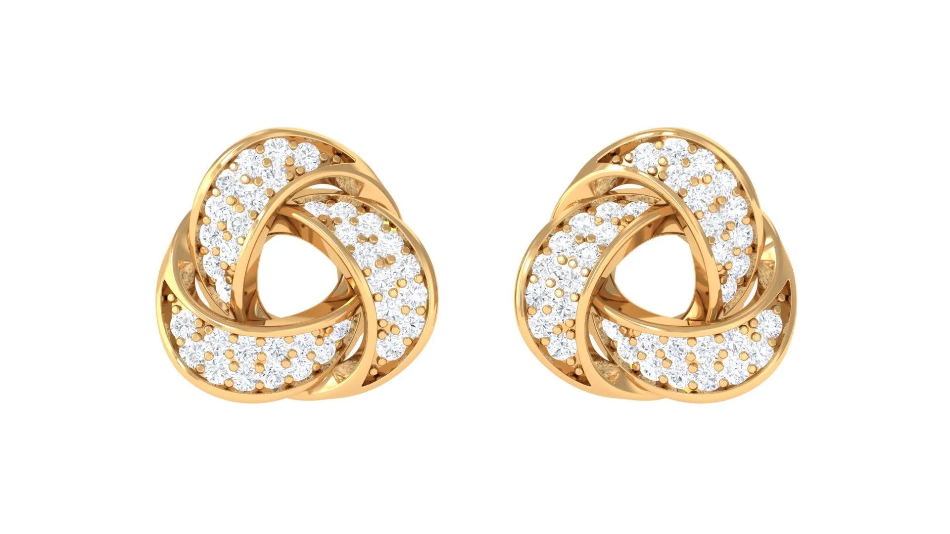 Natural Diamond Knot Stud Earrings with Screw Back