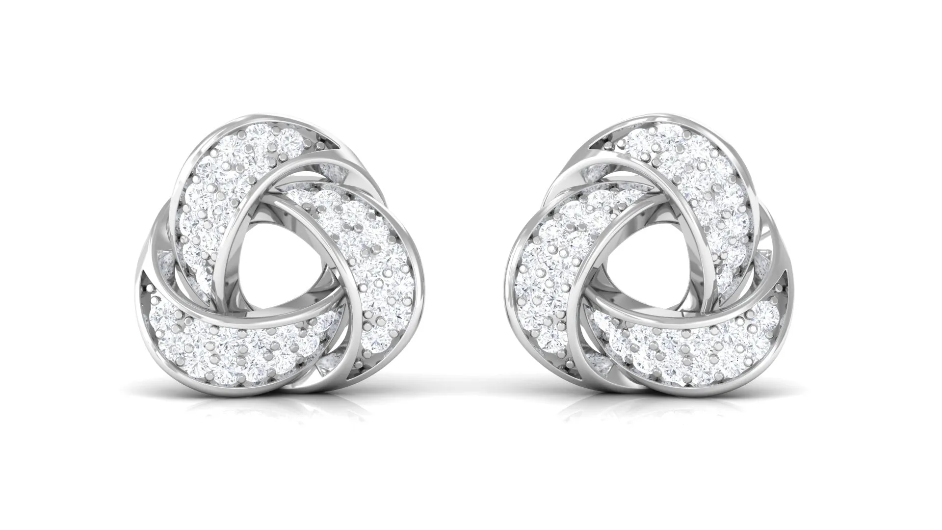 Natural Diamond Knot Stud Earrings with Screw Back