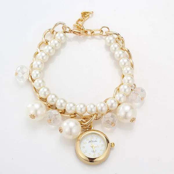 New Arrival Fashion Pearl Bracelet Watch Elegant Clover Chain Watch Women Watches Relogio Feminino Relojes Mujer