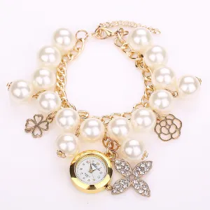 New Arrival Fashion Pearl Bracelet Watch Elegant Clover Chain Watch Women Watches Relogio Feminino Relojes Mujer