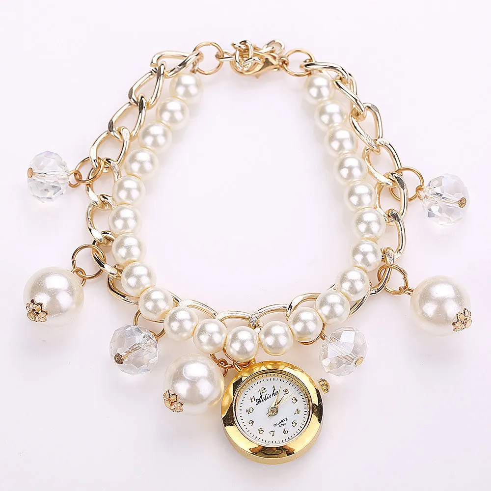 New Arrival Fashion Pearl Bracelet Watch Elegant Clover Chain Watch Women Watches Relogio Feminino Relojes Mujer