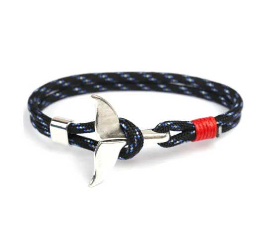 Nylon Paracord Rope Anchor whale tail umbrella rope handmade couple bracelet