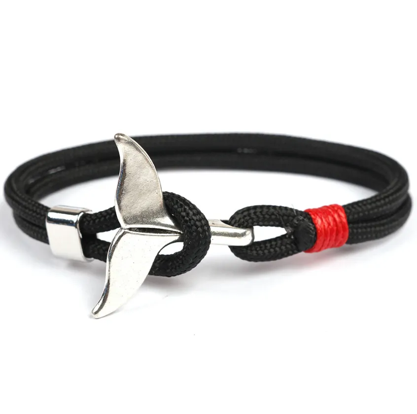 Nylon Paracord Rope Anchor whale tail umbrella rope handmade couple bracelet