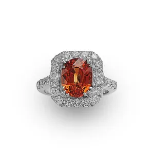 Orange Sapphire Diamond Ring