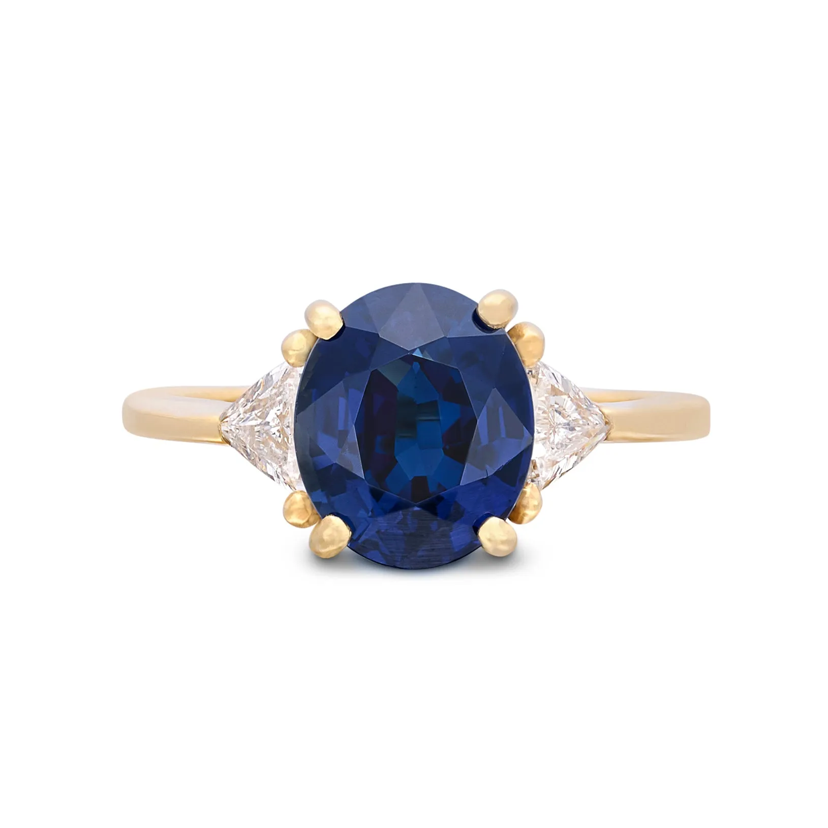 Oval Sapphire & Diamond 18k Yellow Gold Ring