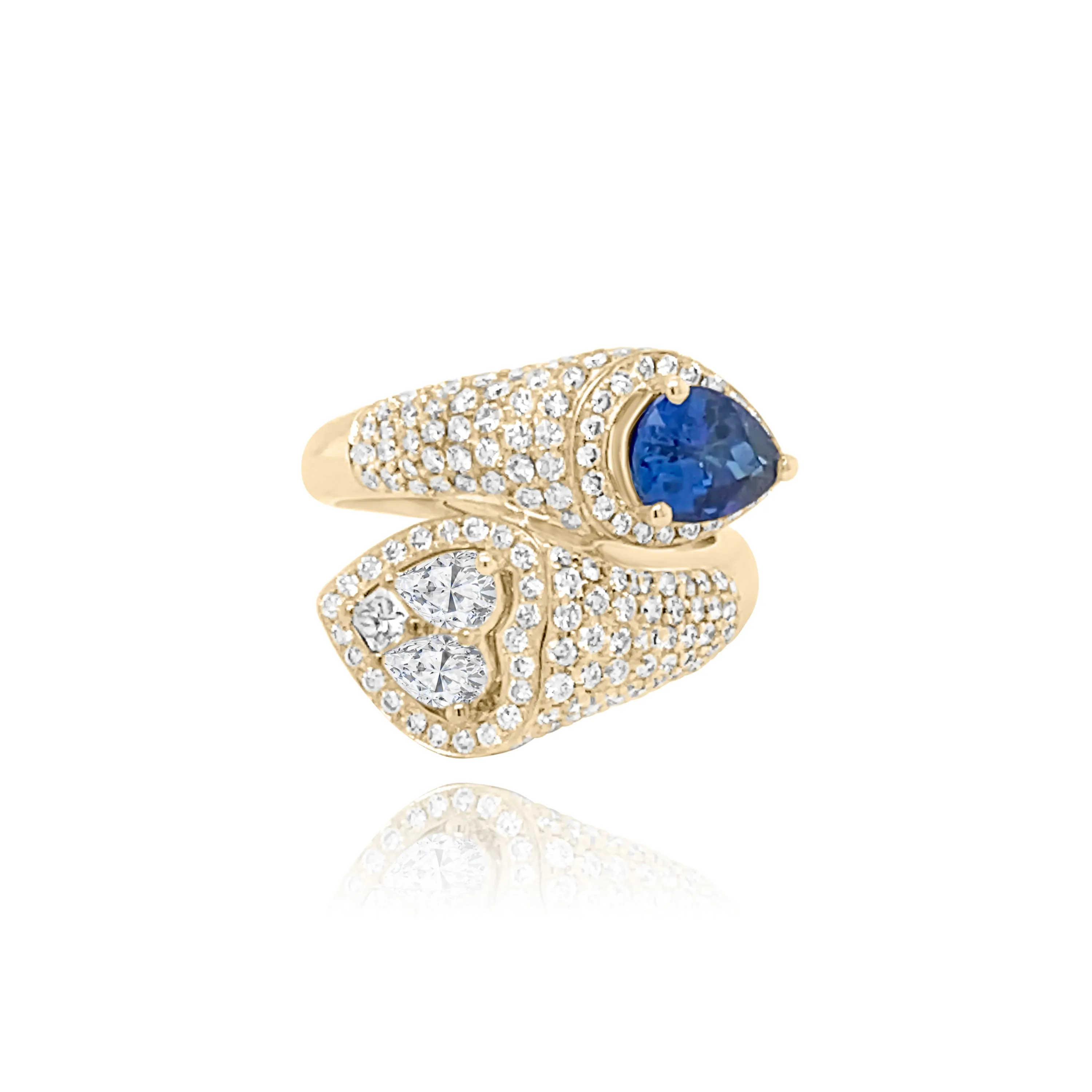 Pear Shape Sapphire & Diamonds "Magnificent " Ring