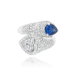 Pear Shape Sapphire & Diamonds "Magnificent " Ring