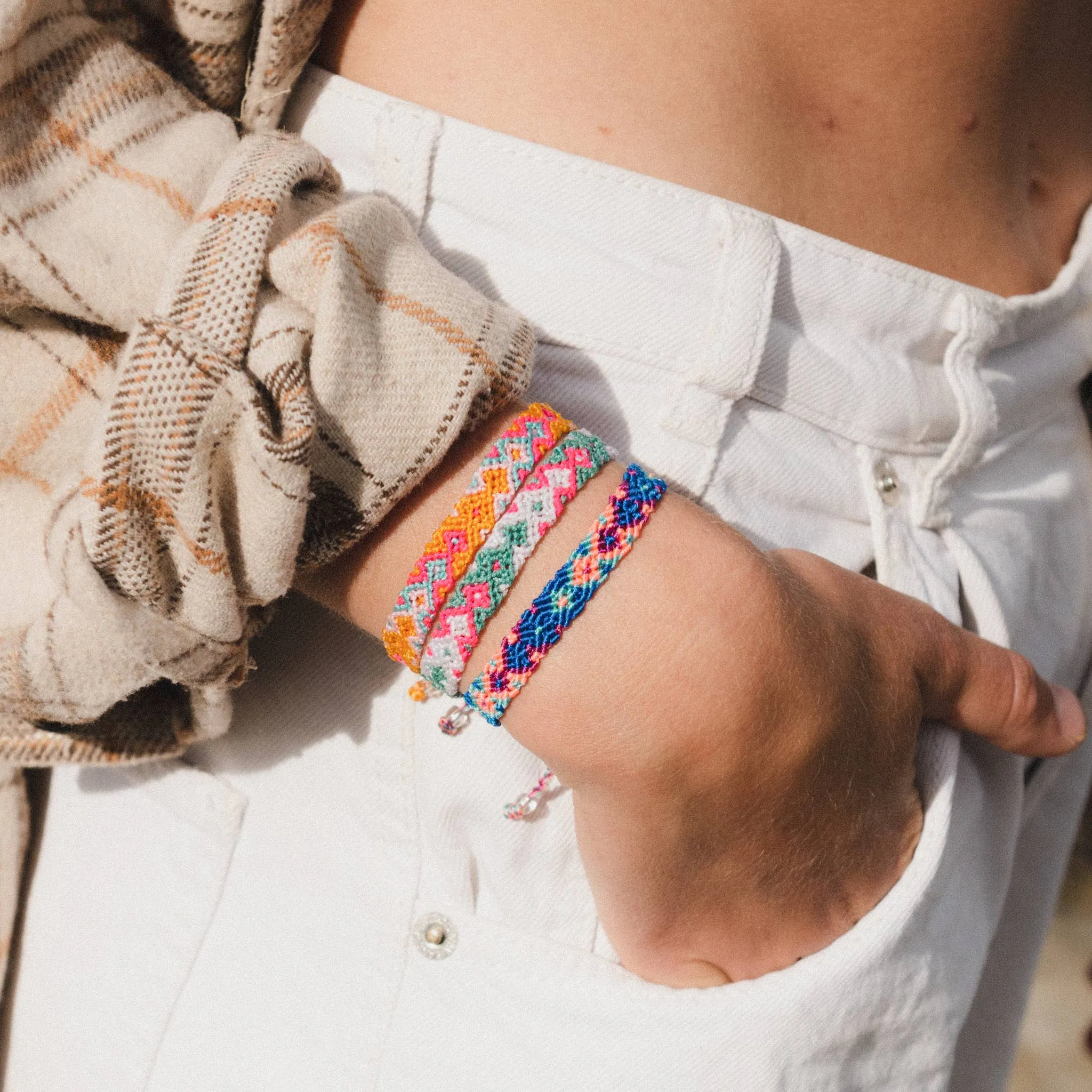 Pineapple Island - Leme Surf Bracelet, Braided Bracelet, by Pineapple Island : Pale Pink & Green