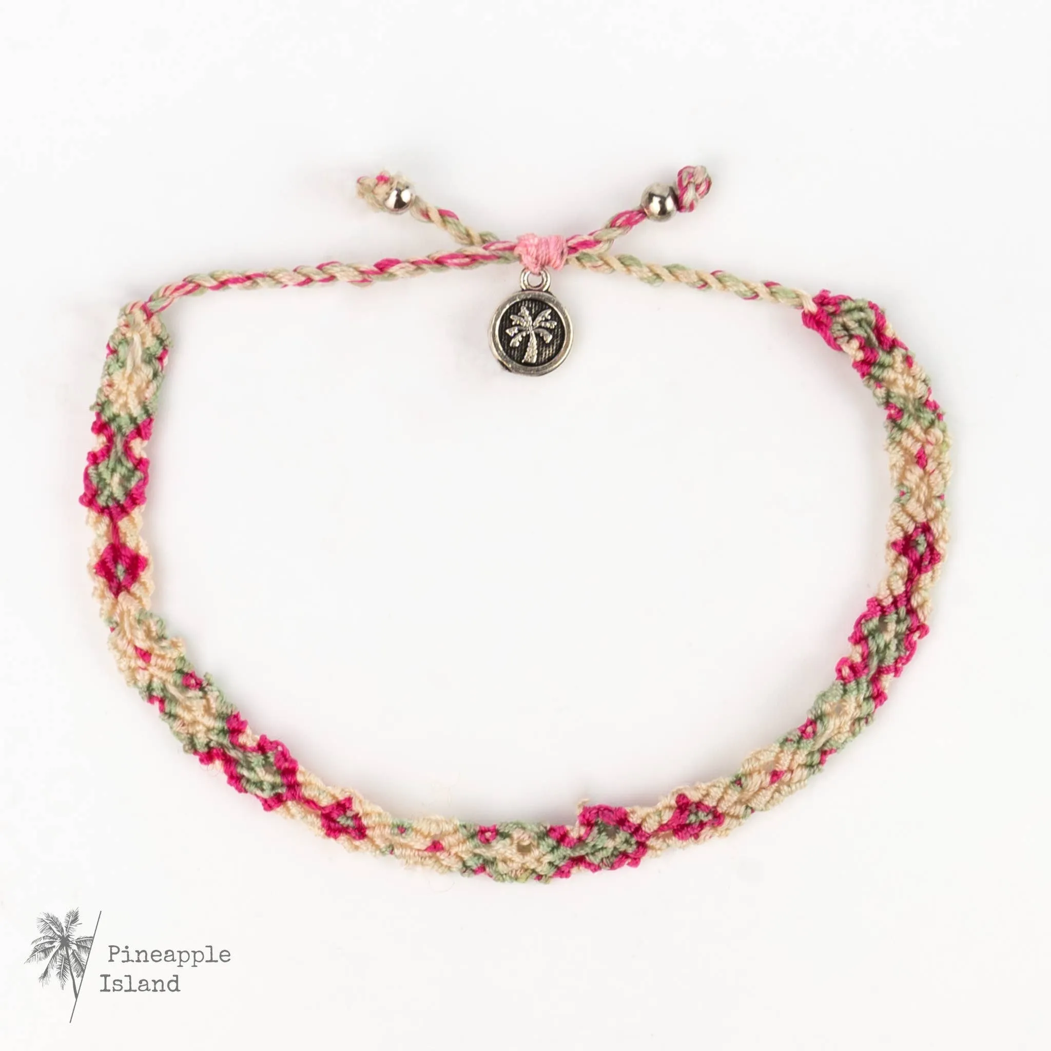 Pineapple Island - Leme Surf Bracelet, Braided Bracelet, by Pineapple Island : Pale Pink & Green