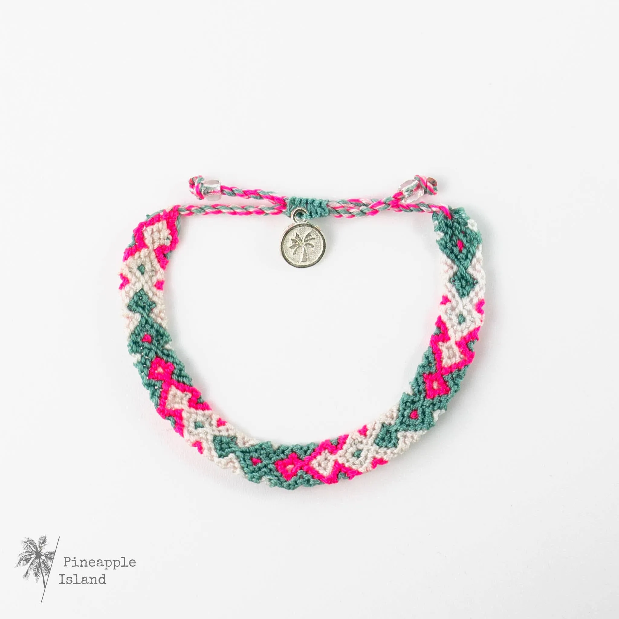 Pineapple Island - Leme Surf Bracelet, Braided Bracelet, by Pineapple Island : Pale Pink & Green