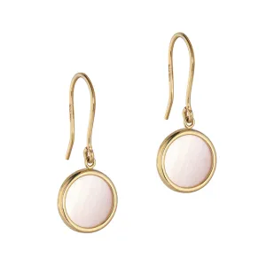 Pink Pearl Disc Drop Earrings