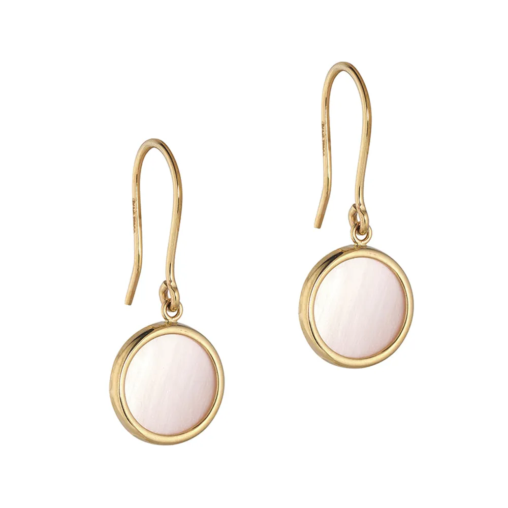 Pink Pearl Disc Drop Earrings