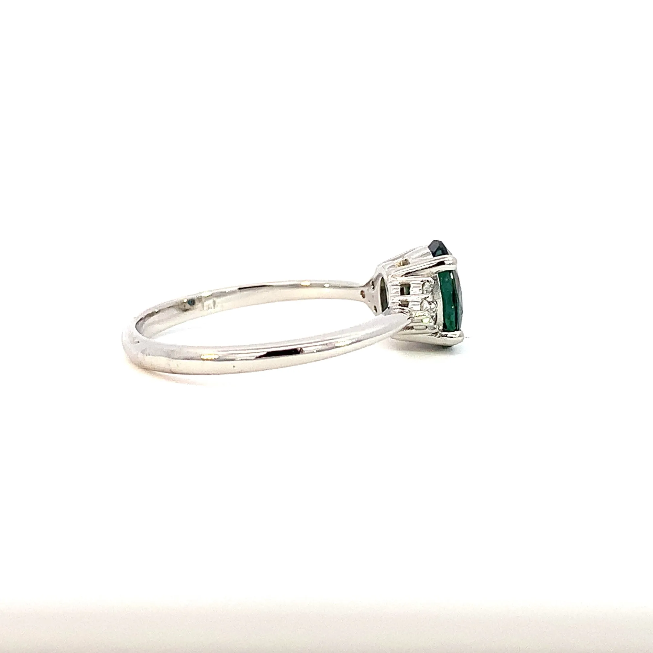 Platinum Teal sapphire 1.18ct and diamond ring