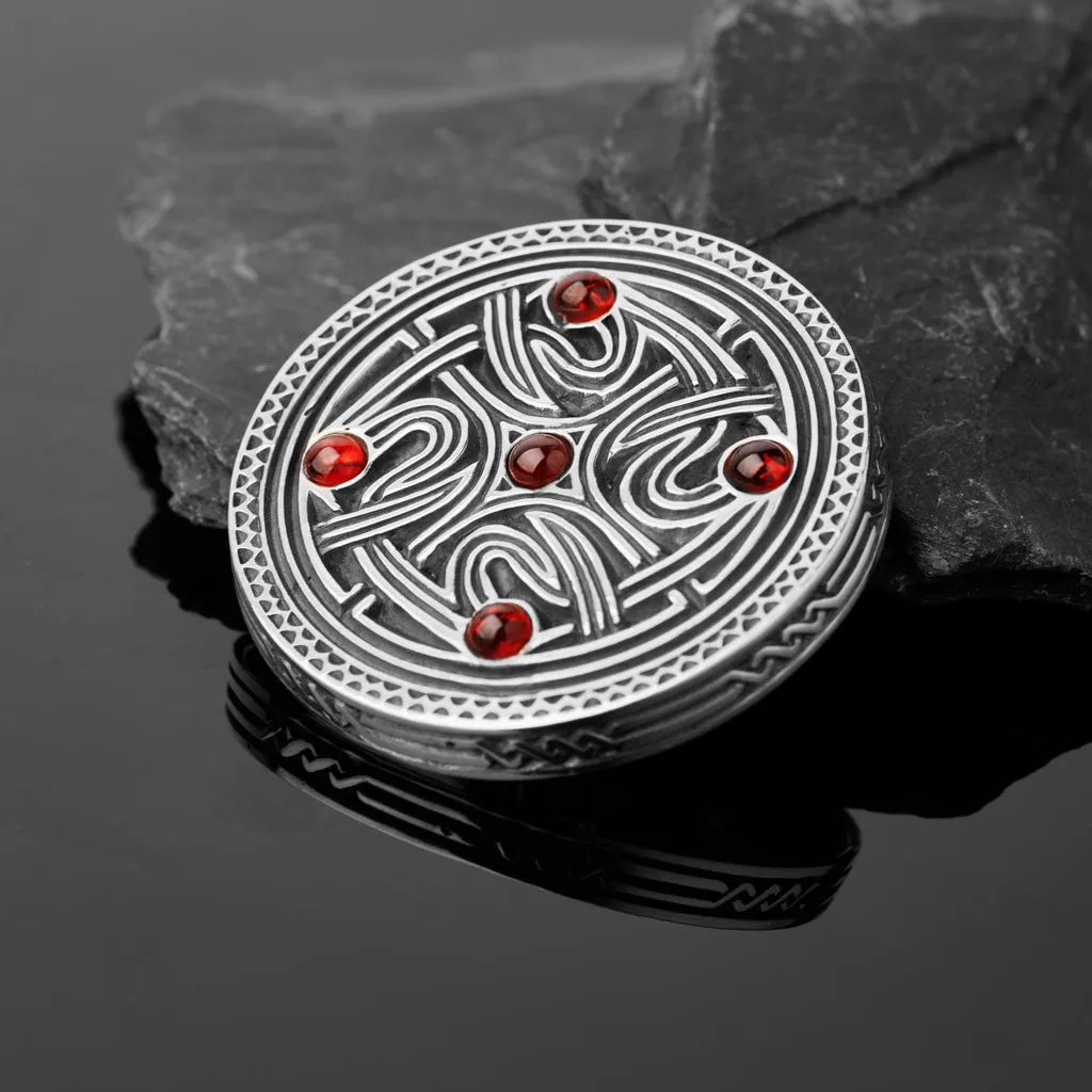 Premium Garnet Brooch, Silver