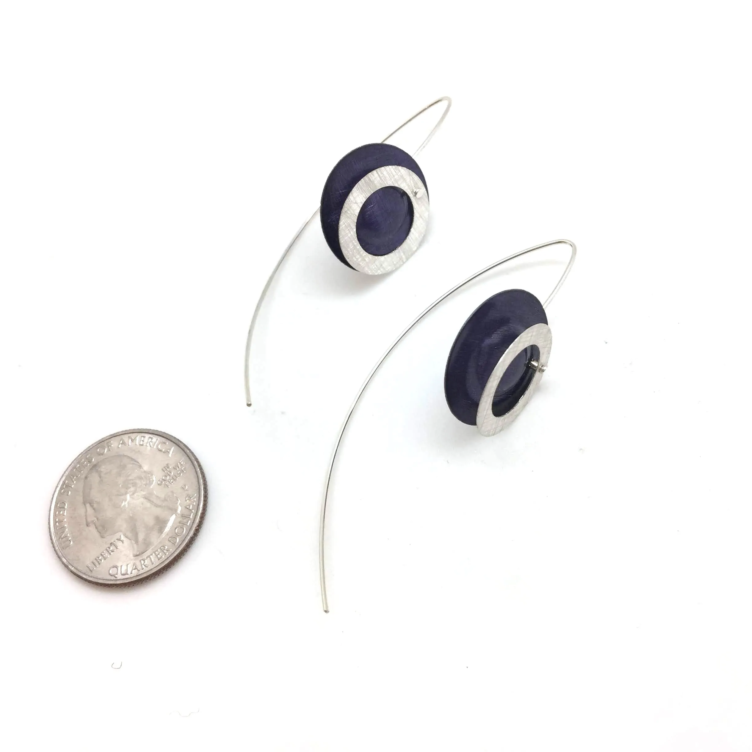 Purple and Silver Double Circle Earrings