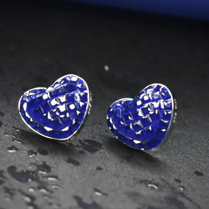 "Shine with Love: 92.5 Sterling Silver Heart Shaped Earrings"