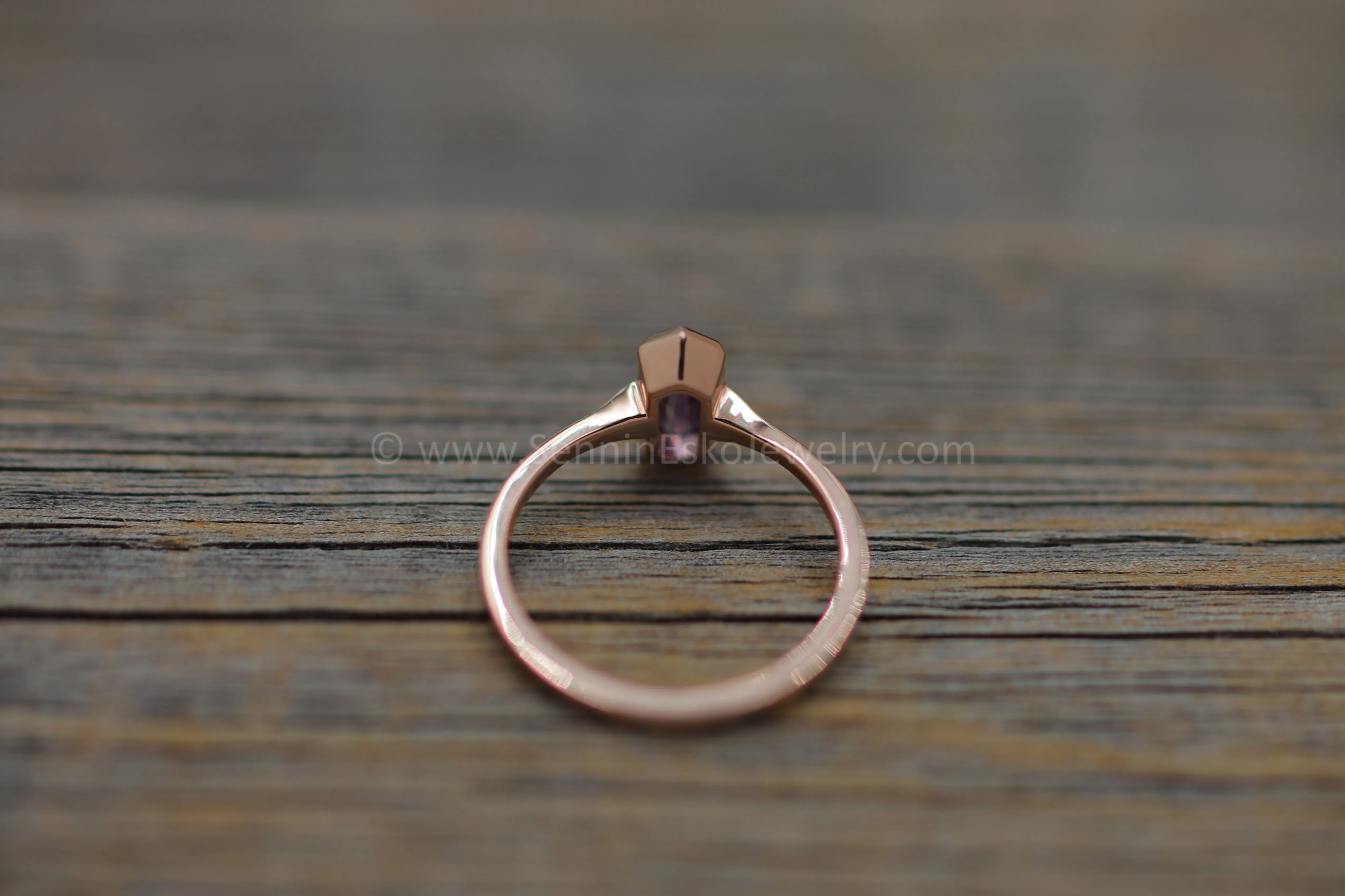 READY TO SHIP 0.5 Carat Purple Sapphire Rupee Rose Gold Bezel Ring - Size 6.5