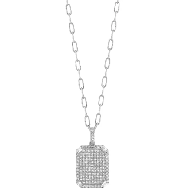 READY TO SHIP DIAMOND PAVE ID PENDANT NECKLACE