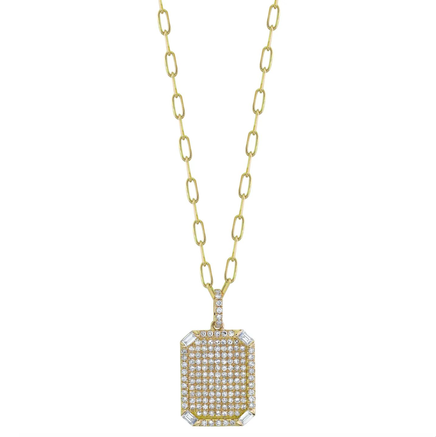 READY TO SHIP DIAMOND PAVE ID PENDANT NECKLACE