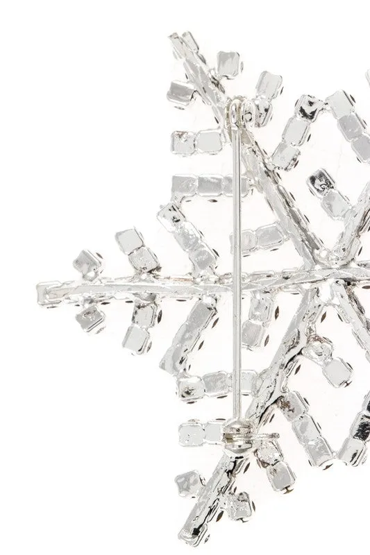 Rhinestone Snowflake Brooch